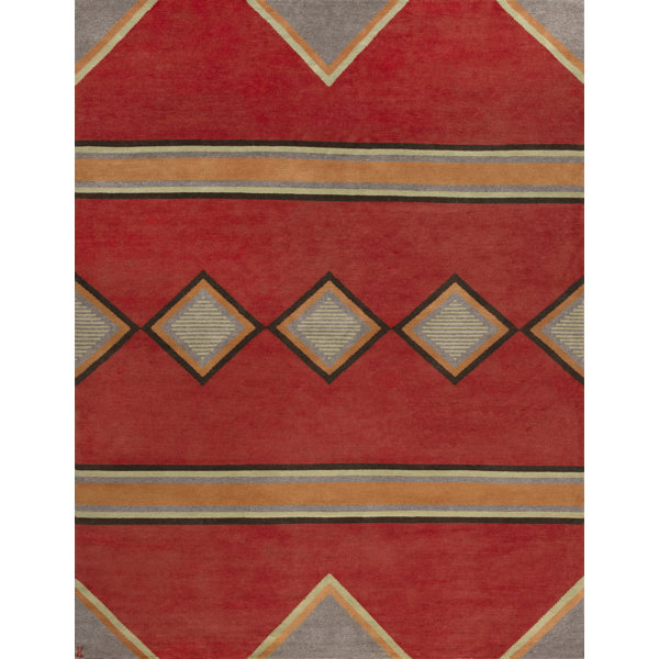 New Moon Rugs Mesa HandKnotted Wool Southwestern Area Rug in Charcoal